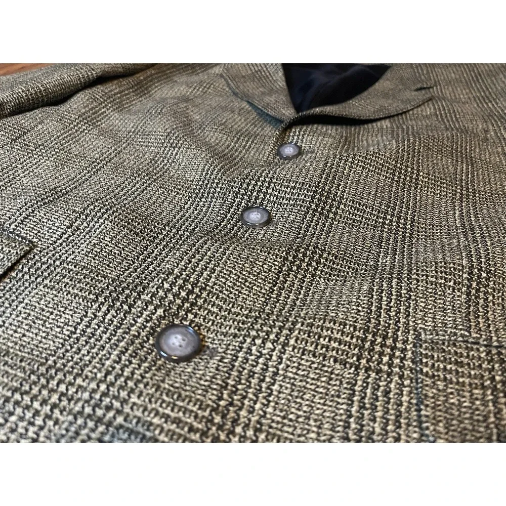 J Riggings Mens 32L Gray Black Glen Plaid Wool Blend 3 Button Sport Coat Blazer